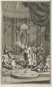 Aesculapius verpleegt zieken in een tempel