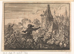 Afgeslagen bestorming van de muren van Livron, door de Hugenoten verdedigd, 1574