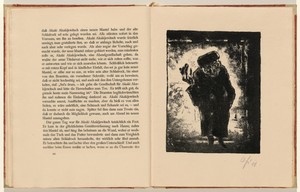 Akaki hat in einer Auslage das Bild einer hübschen Frau gesehen (Akaki Saw a Picture of a Pretty Woman in a Display) (plate 7) from Der Mantel (The Coat)
