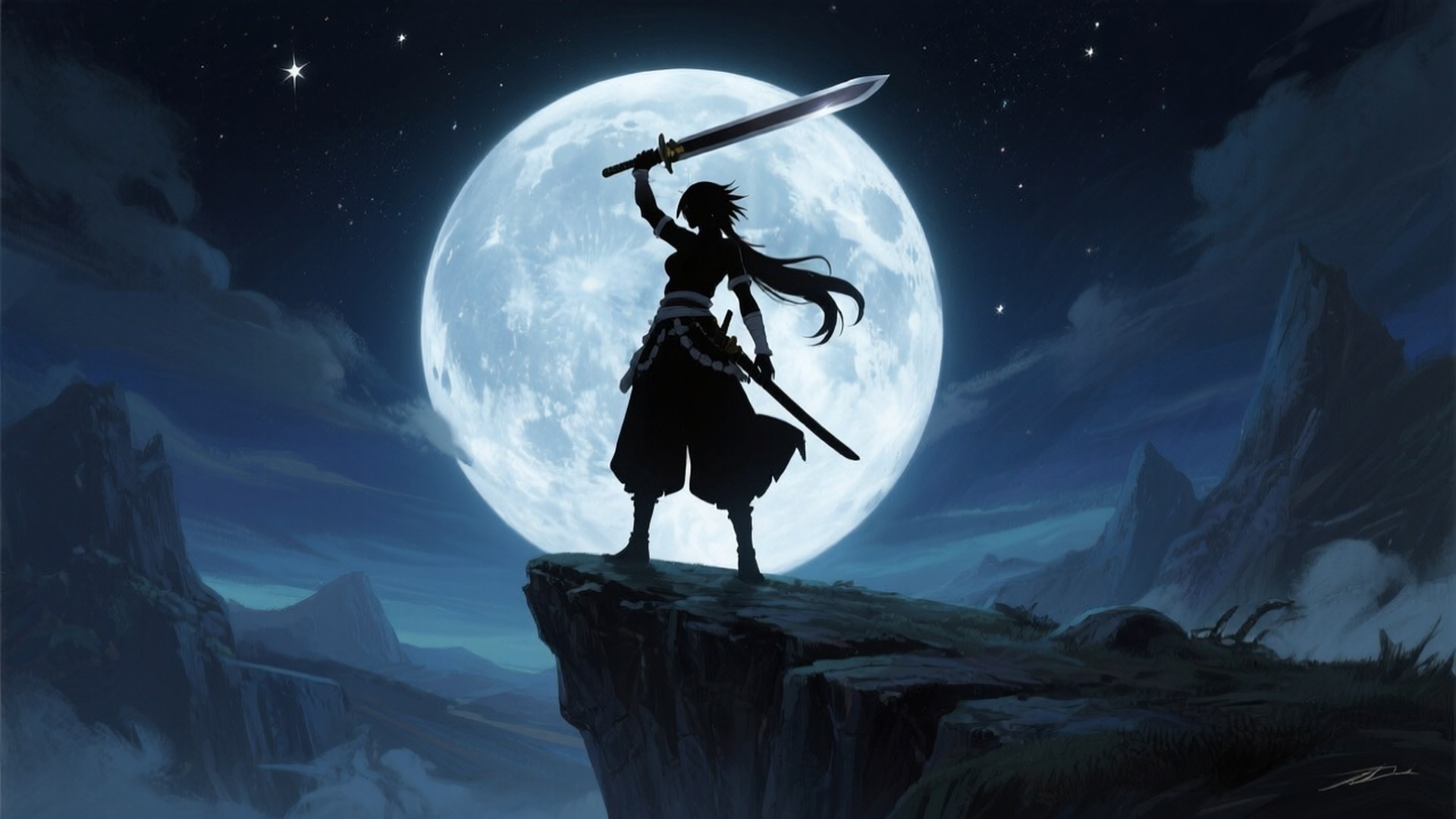 Akame Against the Moon by Wallpapers.art Studio