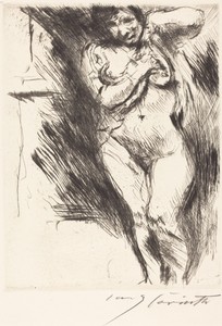 Akt mit hochgehobenem Hemd (Woman Undressing)