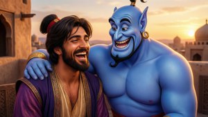 Aladdin and Genie Laughing
