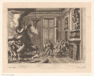 Alecto laat een slang in de borst van Amata bijten