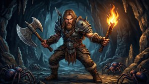 Alex with Axe in Cave