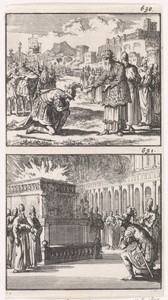Alexander de Grote knielt voor de hogepriester Jaddus / Alexander de Grote knielt in de voorhof van de tempel