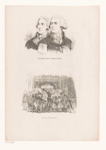 Alexandre en Charles Lameth en een groep Jakobijnen luisterend naar een toespraak