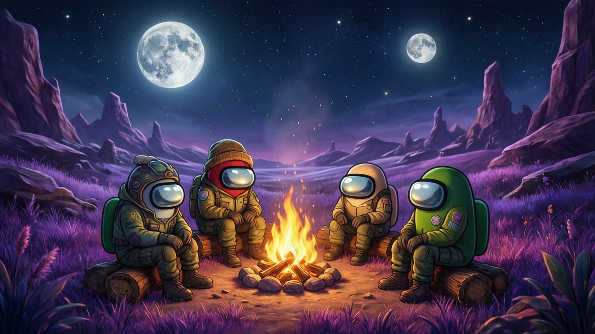 Alien Campfire by Wallpapers.art Studio