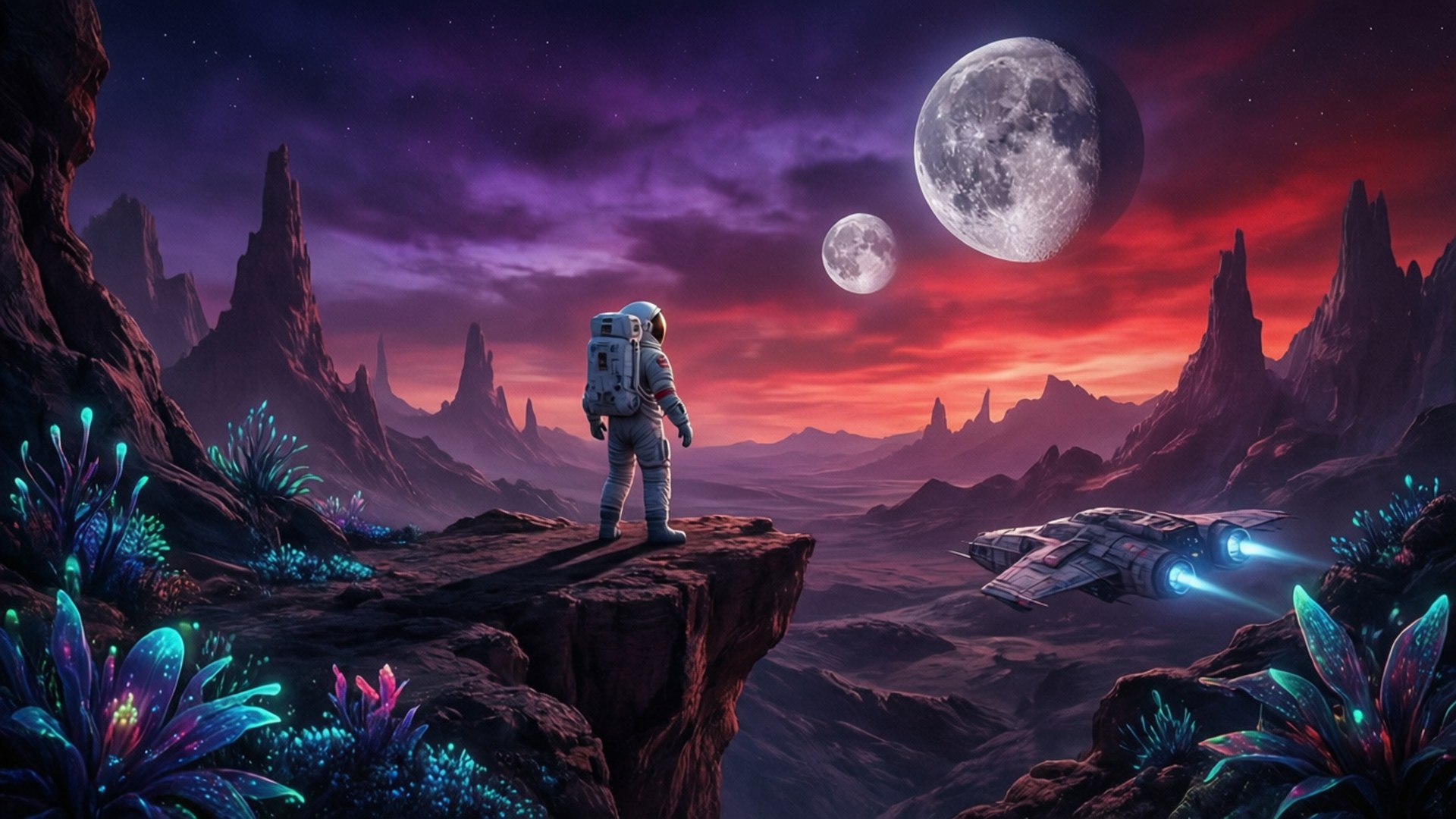 Alien Moonrise by Wallpapers.art Studio