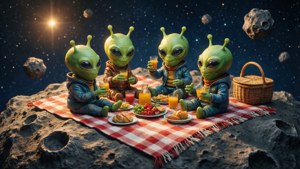 Alien Picnic on Asteroid