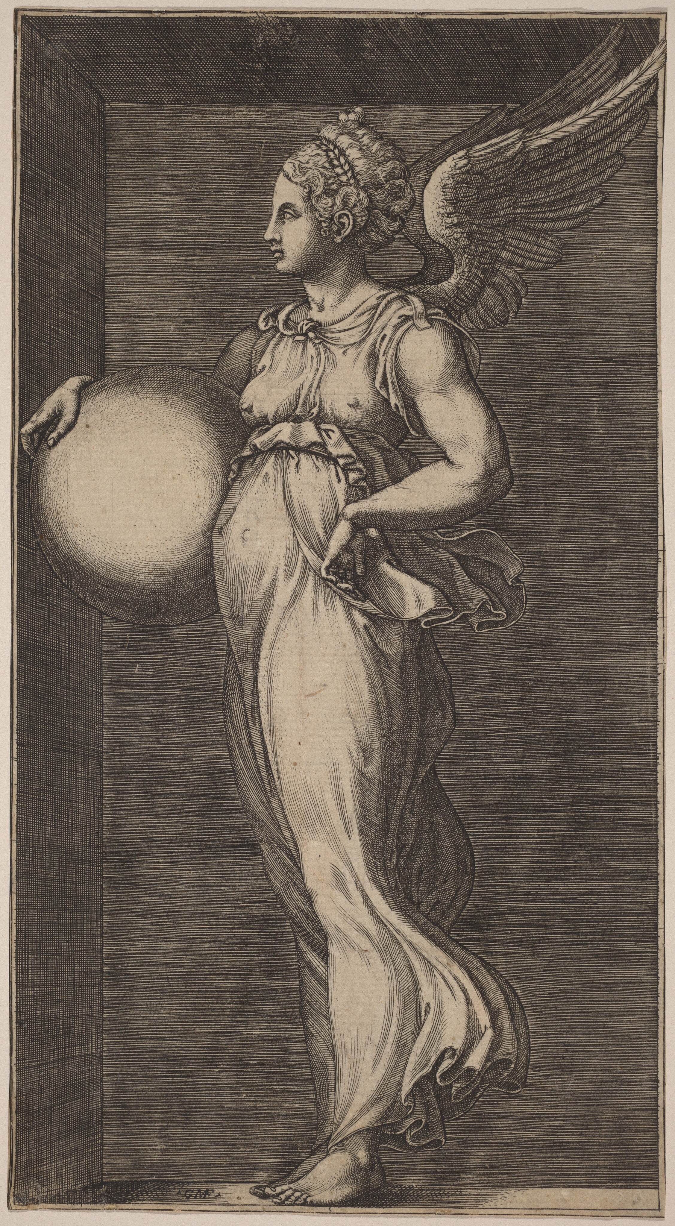 Allegorical Figure Holding a Sphere by Giorgio Ghisi
