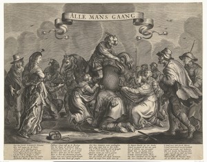 Allegorie met een paard dat goudstukken kakt, ca. 1650