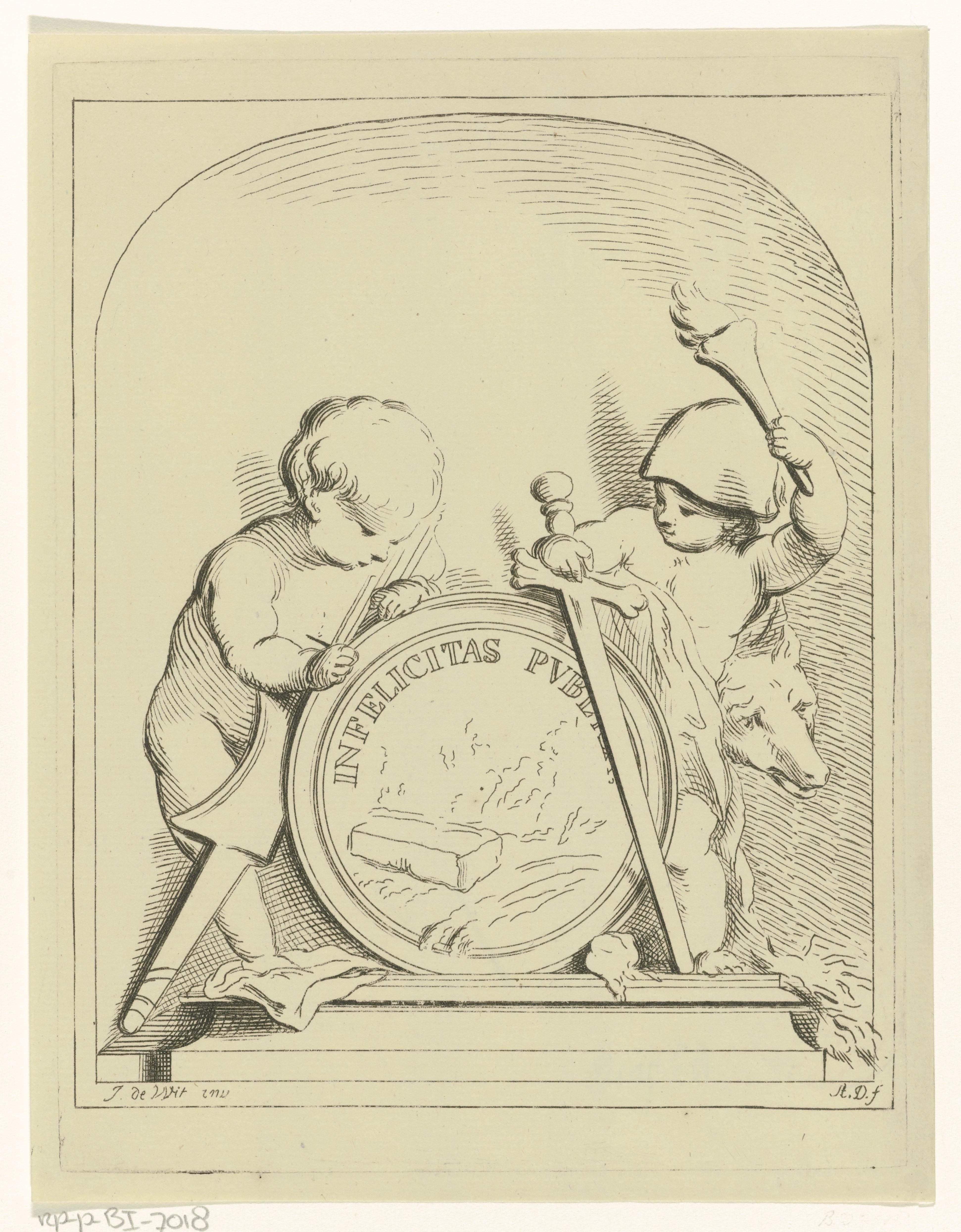 Allegorie met twee putti by Abraham Delfos