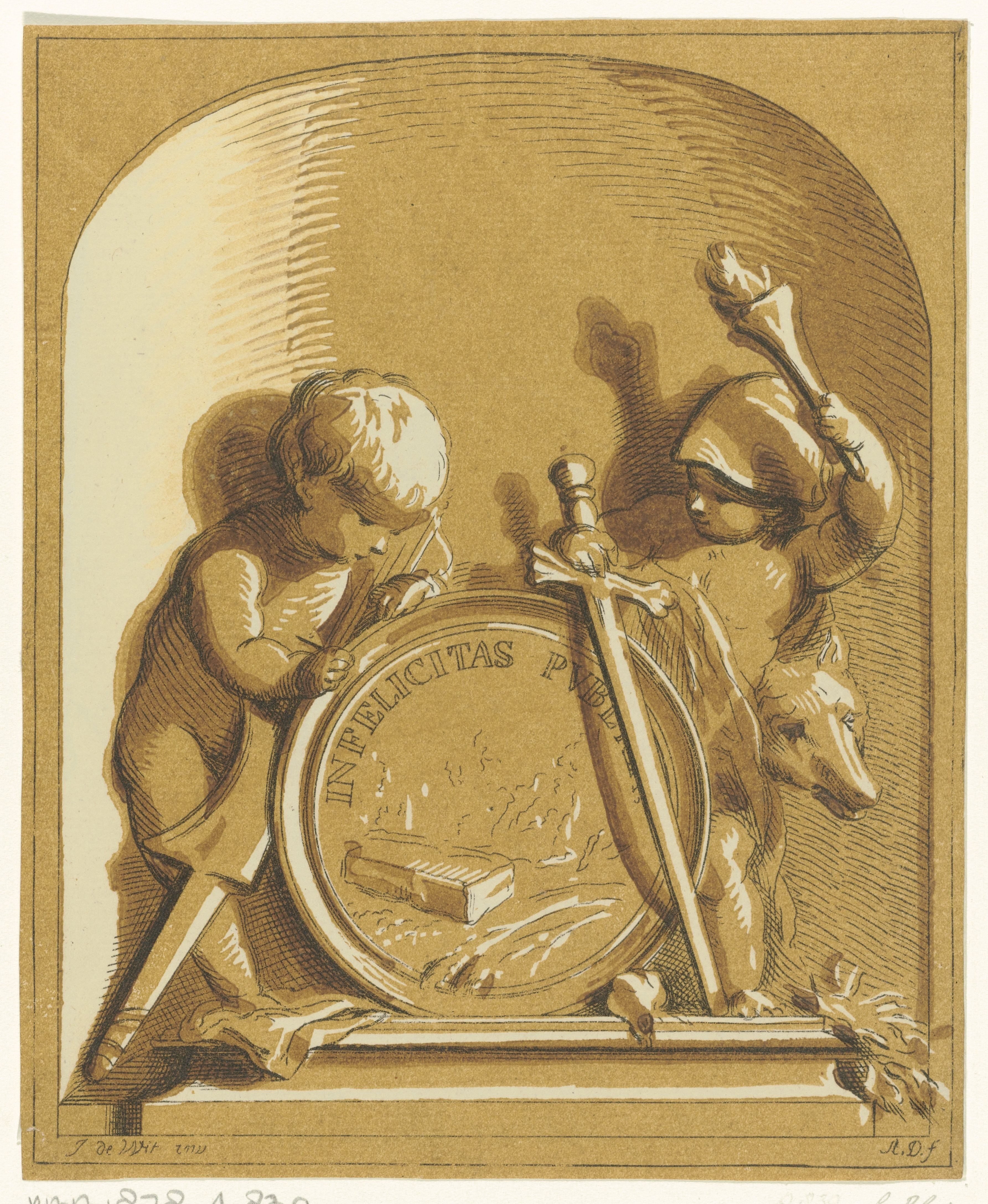 Allegorie met twee putti by Abraham Delfos