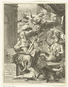 Allegorie met vrouwelijke personificaties van onder andere de waarheid en deugden en ondeugden