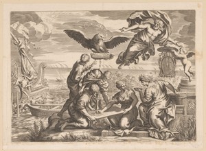 Allegorie op de buitenlandse heerschappij met Geografia en Jupiter