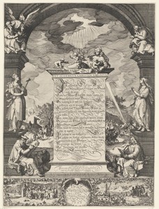 Allegorie op de geloofsbelijdenis met de vier evangelisten