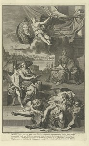 Allegorie op de geschiedenis van Groot-Brittannië met het portret van Isaac de Larrey