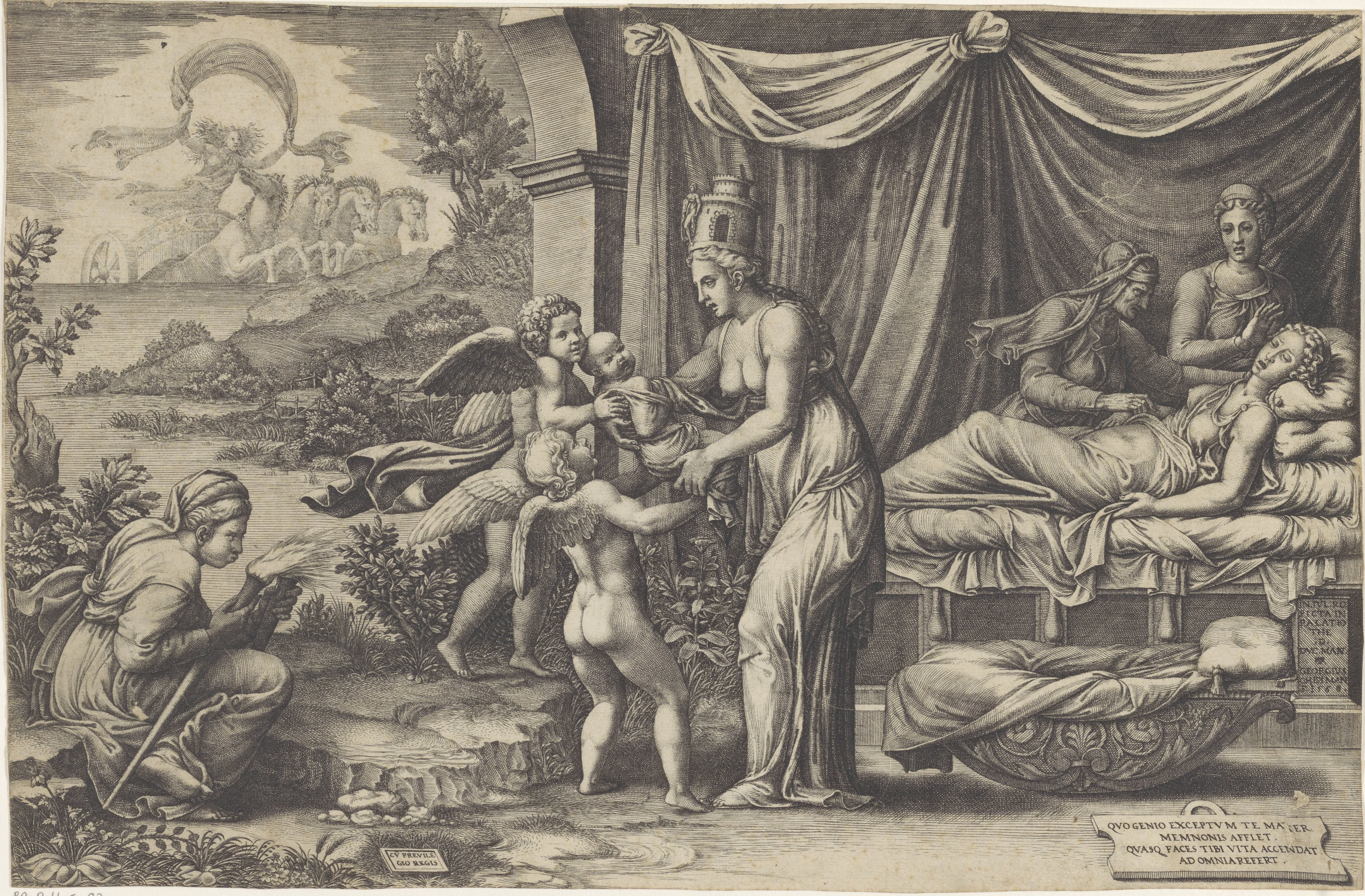 Allegorie op Geboorte by Giorgio Ghisi