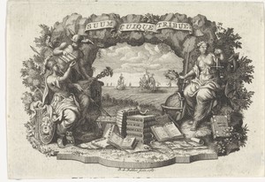 Allegorie op gerechtigheid met Justitia en Mars en Mercurius