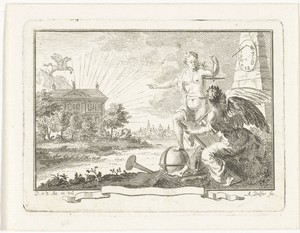 Allegorie op het ochtendgloren met personificatie van Aurora