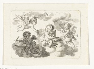 Allegorie op kunsten en wetenschappen met vier putti