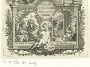 Allegorisch vignet met gelauwerde putto
