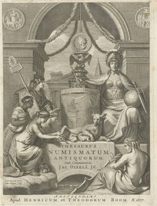Allegorische figuren bij een triomfboog