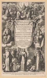 Allegorische titelpagina met Cisterciënzer heiligen
