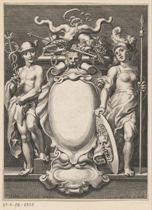 Allegorische titelpagina met Mercurius en Minerva