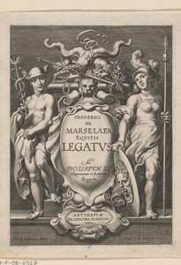 Allegorische titelpagina met Mercurius en Minerva