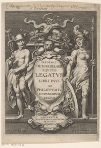 Allegorische titelpagina met Mercurius en Minerva