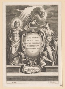 Allegorische titelpagina met personificaties van Goed bestuur en Overvloed