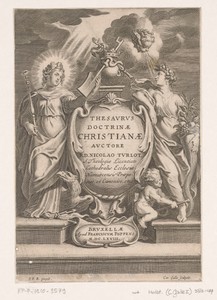 Allegorische titelpagina met personificaties van Goed bestuur en Overvloed