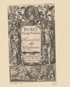 Allegorische titelpagina met portret van Publius Ovidius Naso