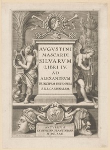 Allegorische titelpagina met portretmedaillon van Vergilius
