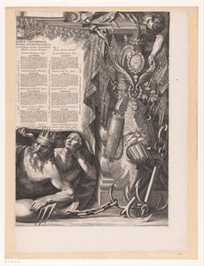 Allegorische voorstelling met Armand-Jean du Plessis hertog van Richelieu, in het gezelschap van Apollo en Neptunus (deel rechtsonder)