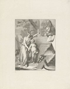 Allegorische voorstelling met attributen van de kunsten