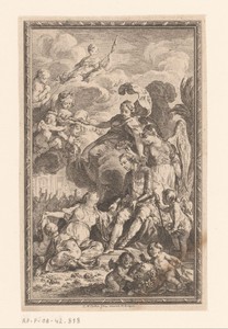 Allegorische voorstelling met Clotho en Minerva