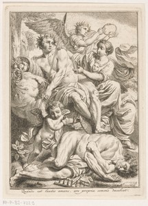 Allegorische voorstelling met de Schilderkunst die gekroond wordt door de Eeuwigheid