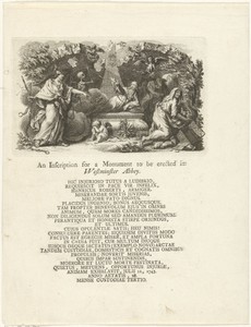 Allegorische voorstelling met graftombe