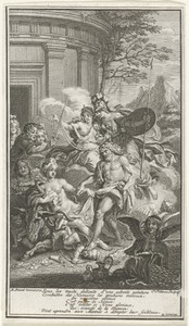 Allegorische voorstelling met Hercules die Amor vertrapt