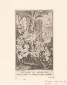Allegorische voorstelling met Historia en de Tijd bij een zonsverduistering