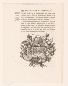 Allegorische voorstelling met Minerva, wapenschilden en gevechtsscène in fries