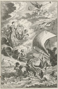 Allegorische voorstelling met portret van Willem V