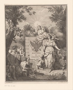 Allegorische voorstelling met wapenschild