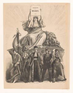 Allegorische voorstelling over de Belgische constitutie van 1831