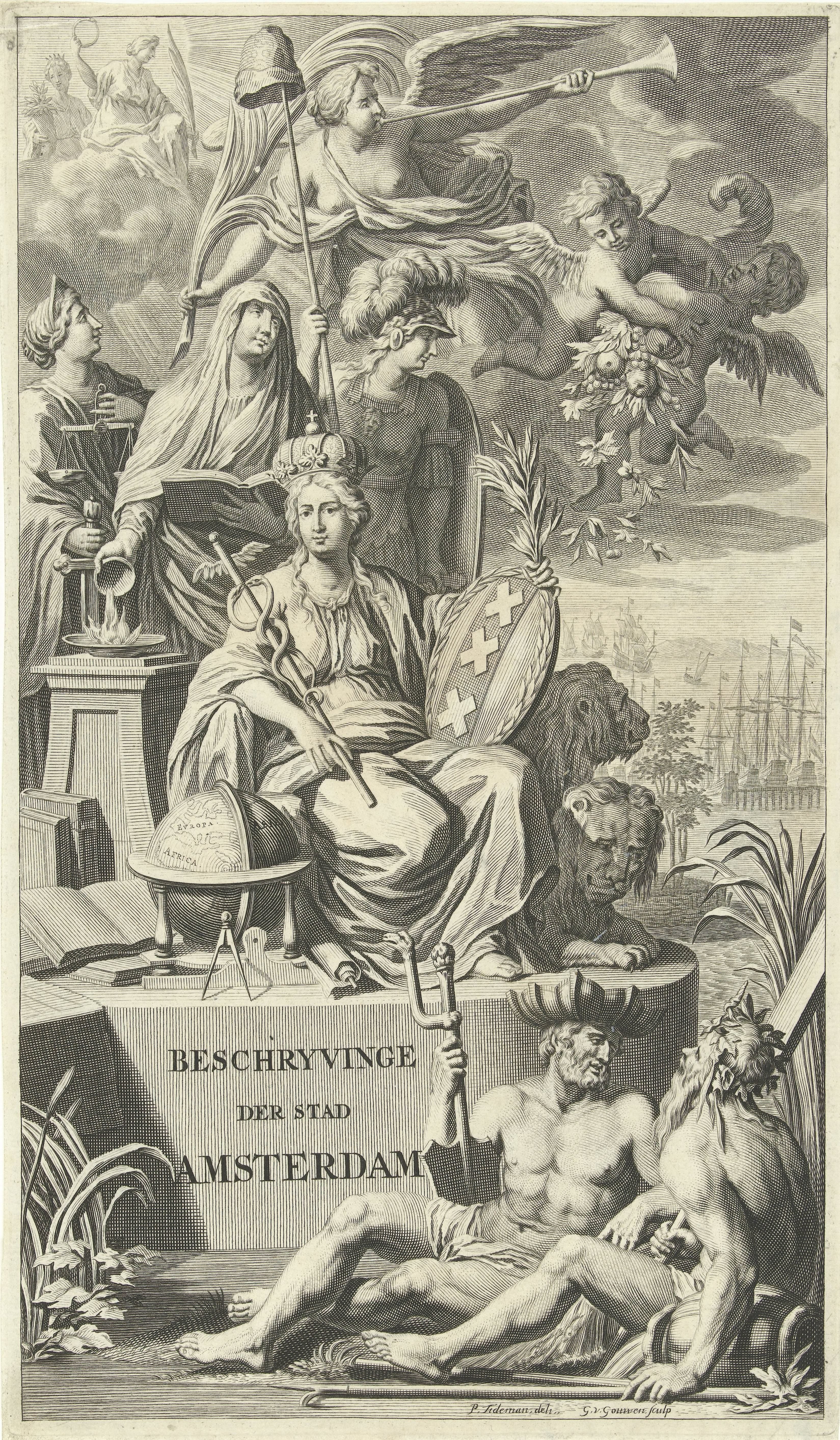 Allegorische voorstelling van Amsterdam by Gilliam van der Gouwen