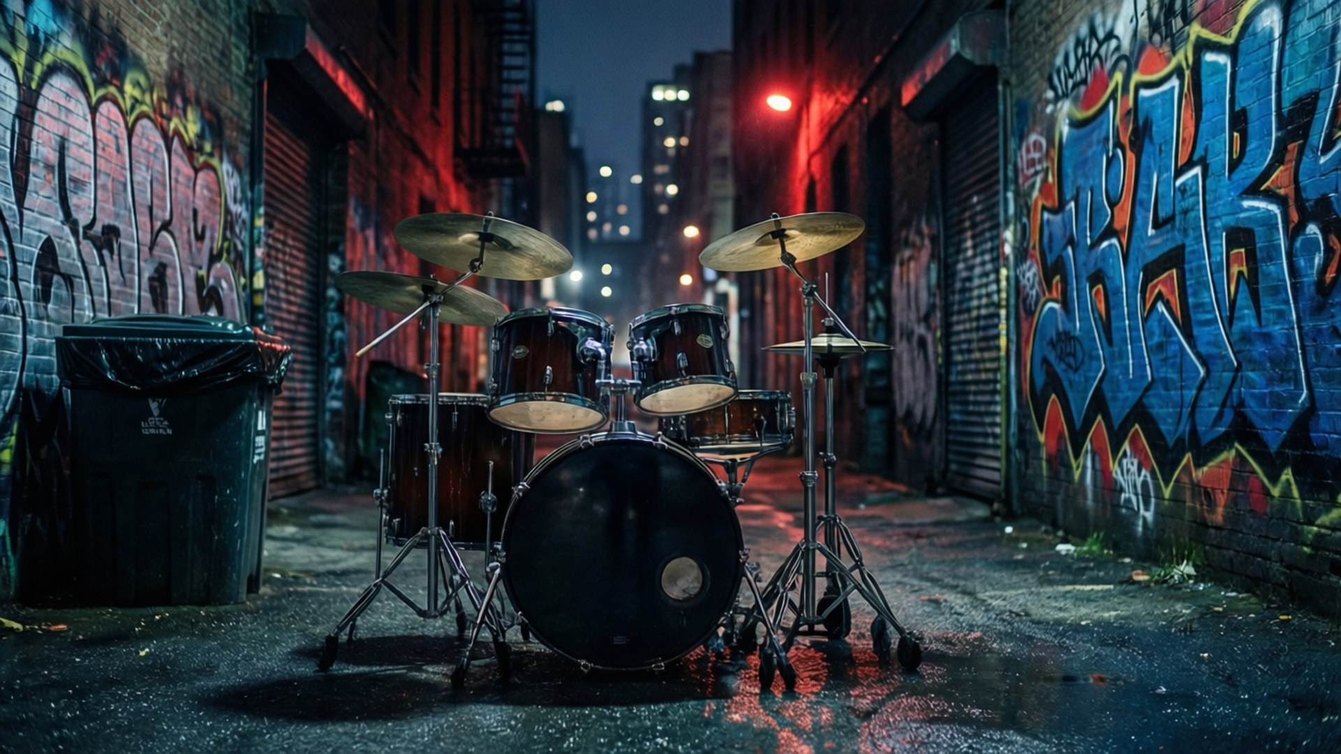 Alleyway Grunge Drums by Wallpapers.art Studio