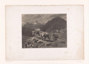 Alpenweide met koeien en schapen
