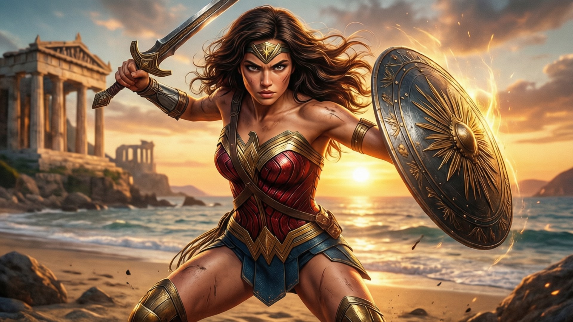 Amazon Warrior Rising by Wallpapers.art Studio